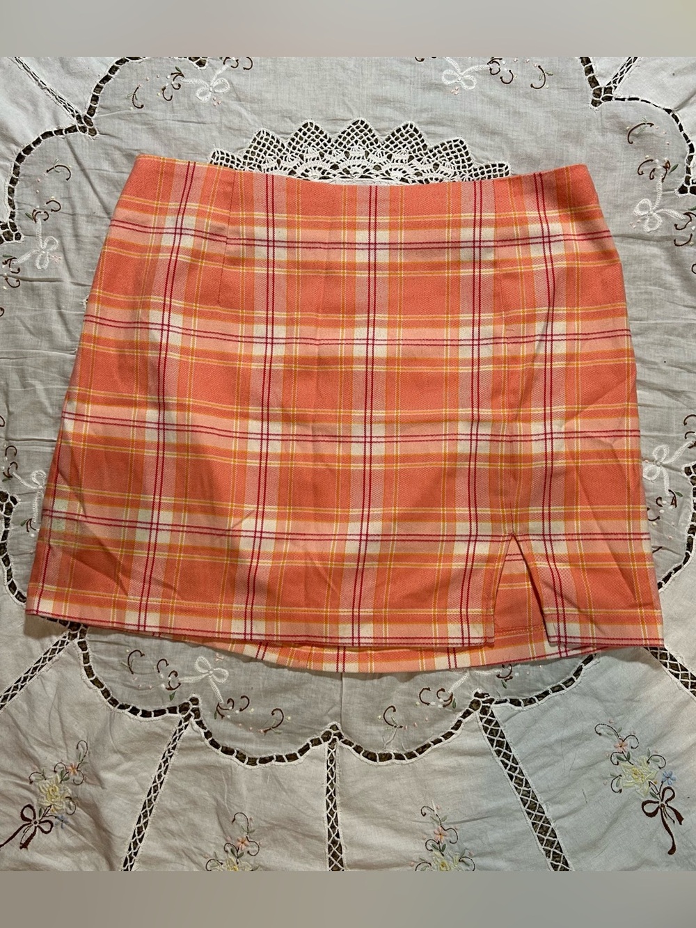 Wild Fable Plaid Orange Mini Skirt with Front Slit